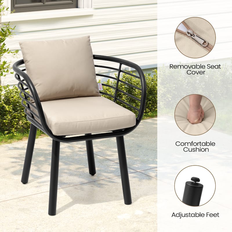 9PC Outdoor Patio Dining Set Aluminum Table with Sunbrella Cushion Chairs w/ Market Umbrella Sets