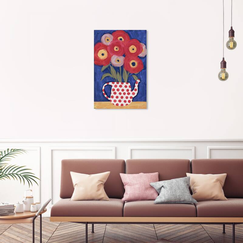 Wynwood Studio Canvas Floral and Botanical Ornate Floral Red and Modern & Contemporary Wall Art Canvas Print - 30 x 20