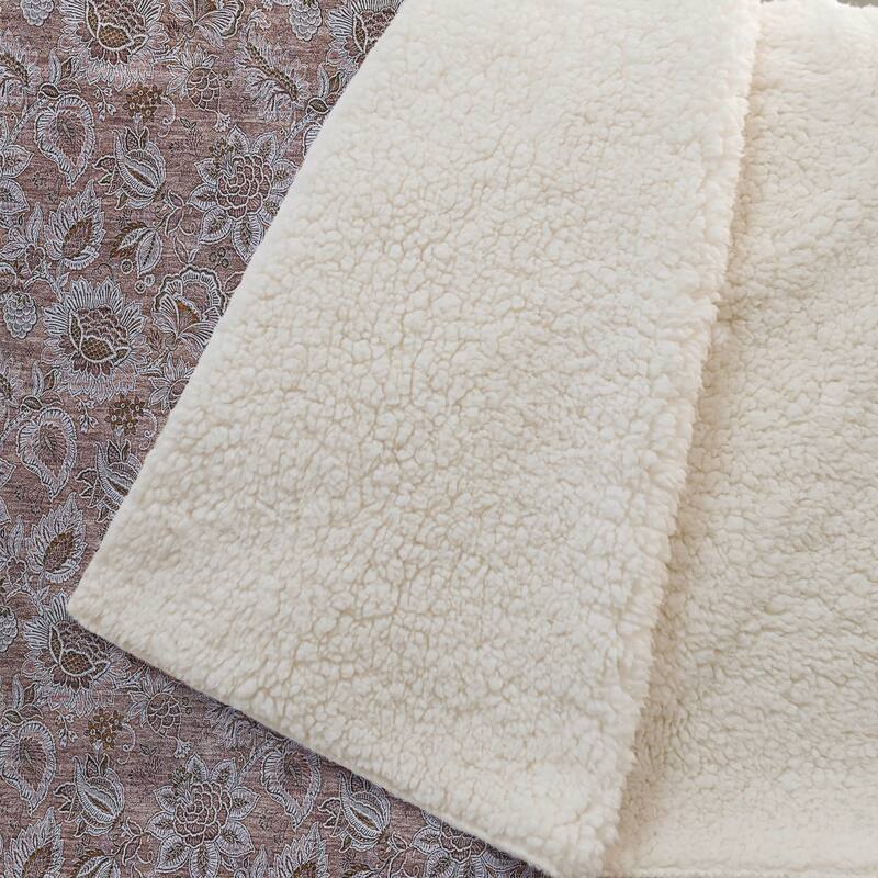 Premium Machine Washable Floral Sherpa Throw Blanket
