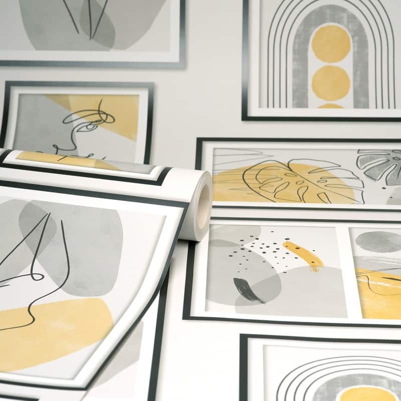 Fine Decor Krasner Mustard Gallery Wall - 20.5 x 396 x 0.025