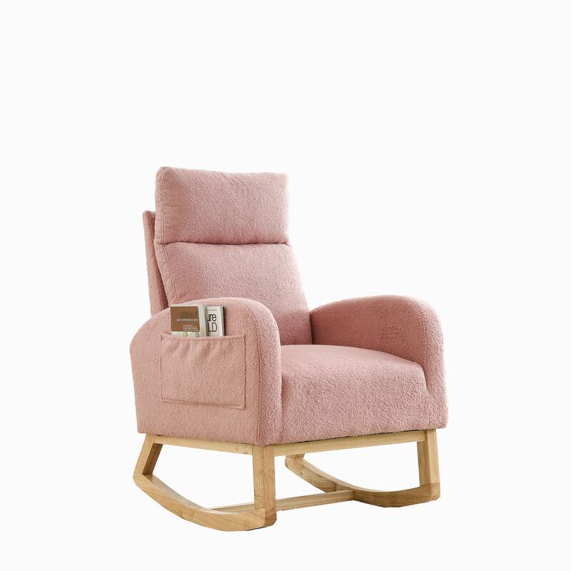 GDFStudio - Emilia Modern Fabric Upholstered Rocking Chair with Ergonomic Design and Side Pockets - 27.6 "W