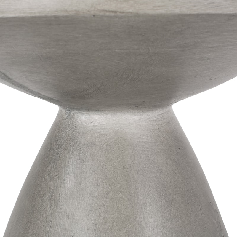 Roomfitters Outdoor Lightweight Concrete Side Table, Modern Hourglass Accent Patio End Table, Natural