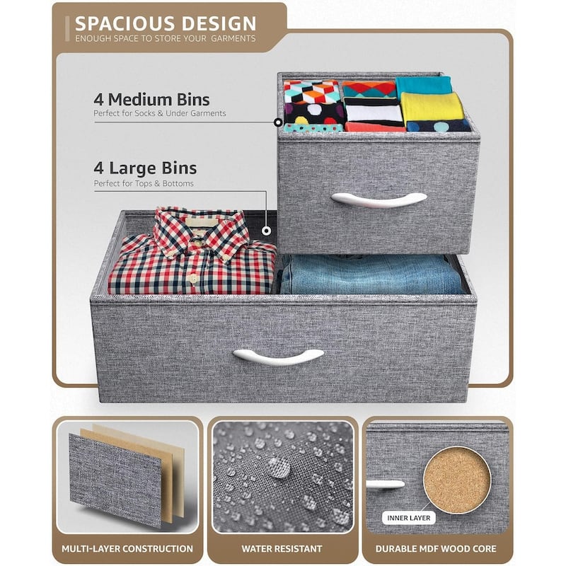Dresser w/ 8 Drawers Furniture Storage & Chest Tower for Bedroom