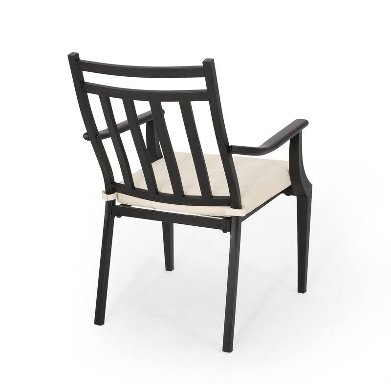 Outdoor 2 Piece Wooden Open Slat Dining Chairs with Cushions and Curved Backrest for Dining Room Kitchen Bedroom Living Room
