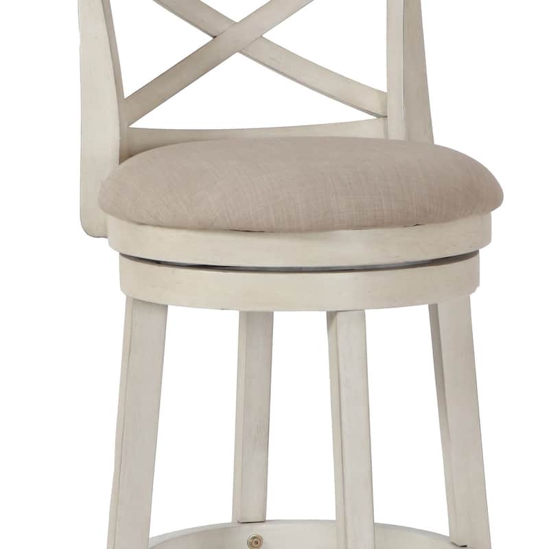Curved X Shaped Back Swivel Barstool with Fabric Padded Seating - 43 H x 19 W x 18 L Inches