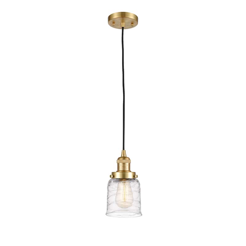 Innovations Lighting Franklin Restoration Bell - 1 Light 5" Cord Hung Mini Pendant - Deco Swirl/Satin Gold