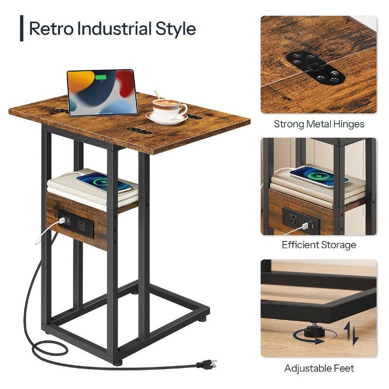 Foldable End Table - 15.4"D x 10.2"W x 25.2"H