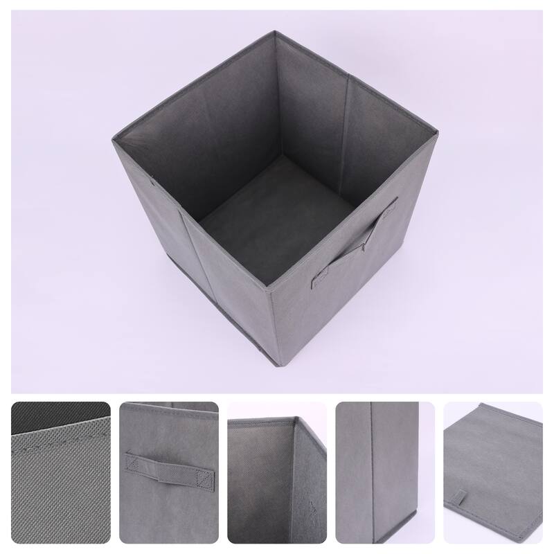 Fabric Storage Cube with Handle, Storage Bin for Shelves Closet, Collapsible Storage Basket for Organizing Clothes Books - Grey - 12*12*12in