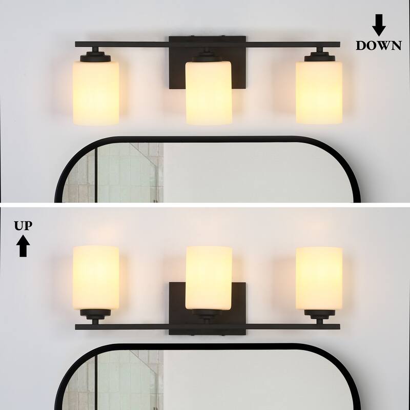 Modern Farmhouse 3-Light ORB Bathroom Vanity Light White Frosted Glass Wall Sconce - L 23" x W 6" x H 7.5"