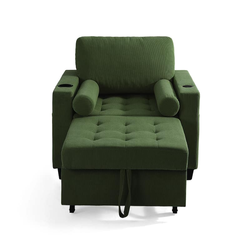 39" Adjustable Recline Convertible Sleeper Accent Chair with USB Port