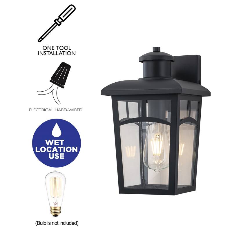 C Cattleya 2-Pack Matte Black Outdoor Wall Lantern Sconce with Clear Glass Shade