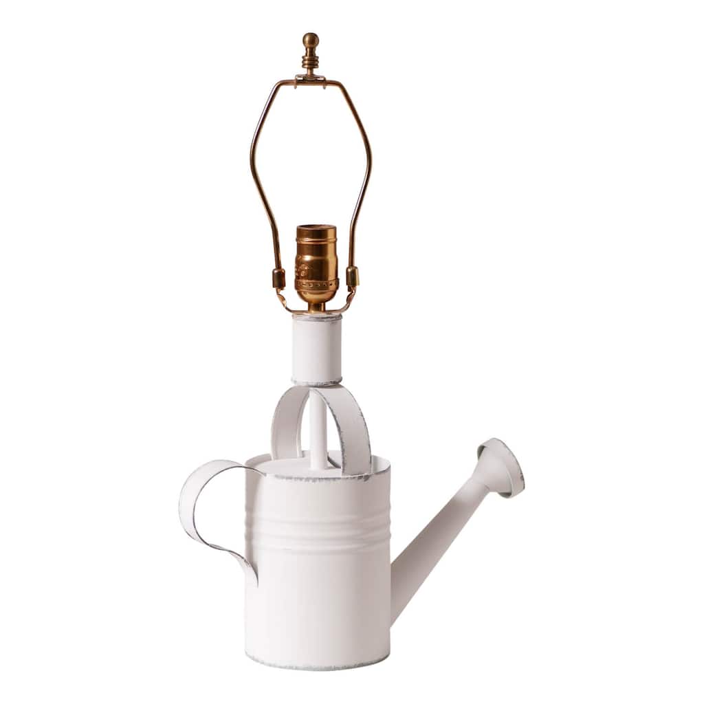 Irvins Country Tinware Watering Can Lamp Base In Rustic White - 17.5 X 4.75 X 11.75 inches
