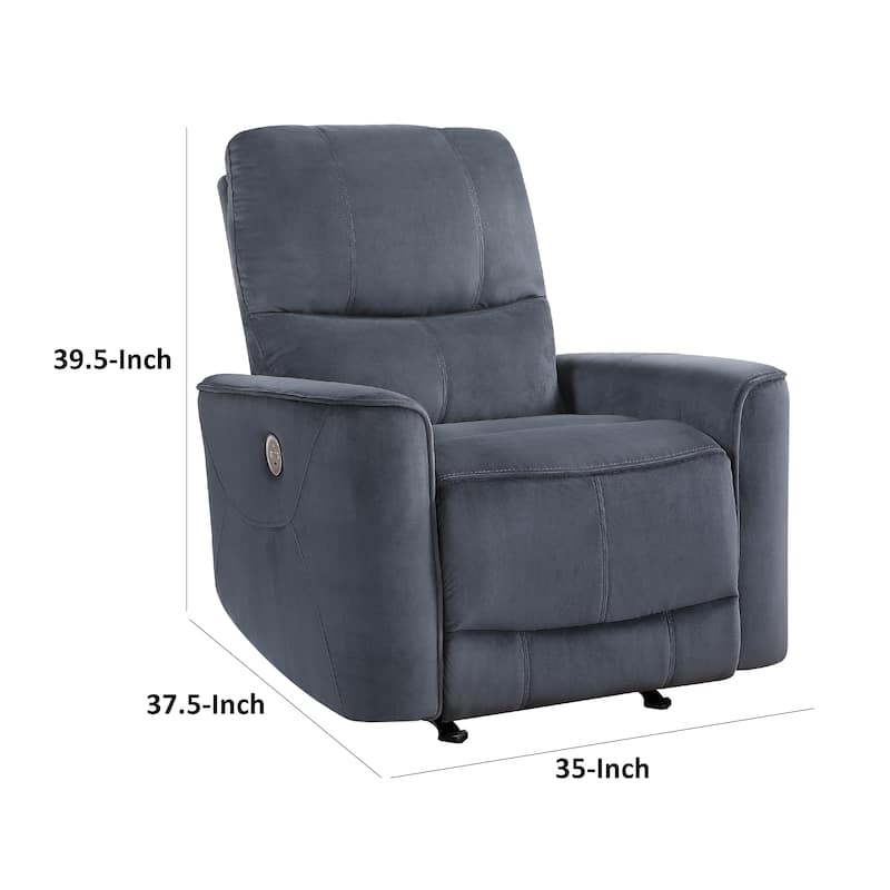 Erten Power Rocker Reclining Chair, Dark Gray Velvet, Solid Wood