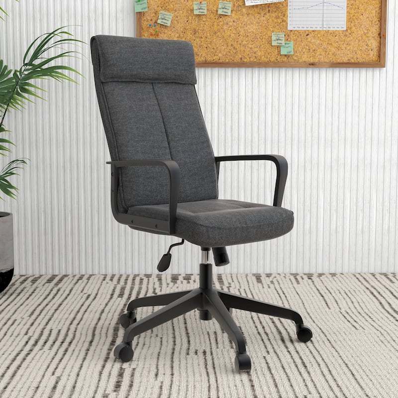 High-Back Leather/Polyester Office Chair Adjustable Height Swivel & Tilt Aiaria Series - N/A