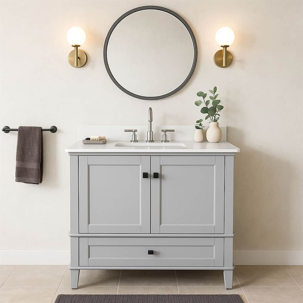 23" Round Metal Frame Mirror in Brushed Graphite - 23