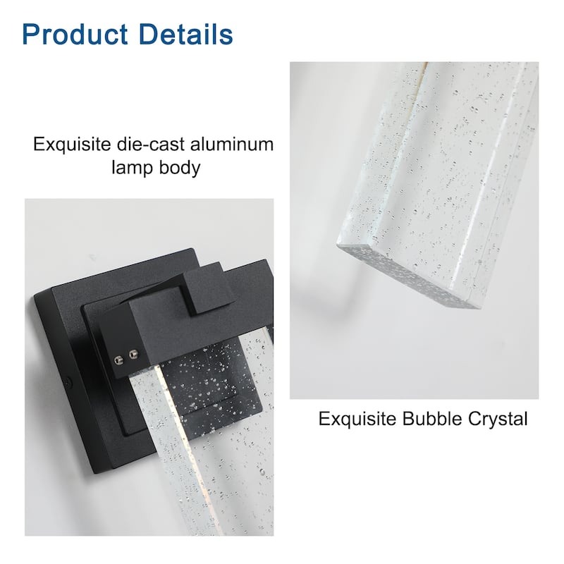 2-Pack Weatherproof Outdoor Wall Sconces – LED Bubble Crystal Fixtures with Auto Light Sensor (12W per Lamp)