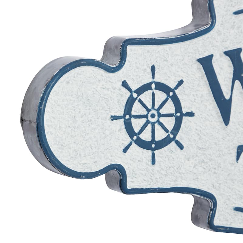 Blue Metal Welcome to the Beach Sign Home Wall Decor