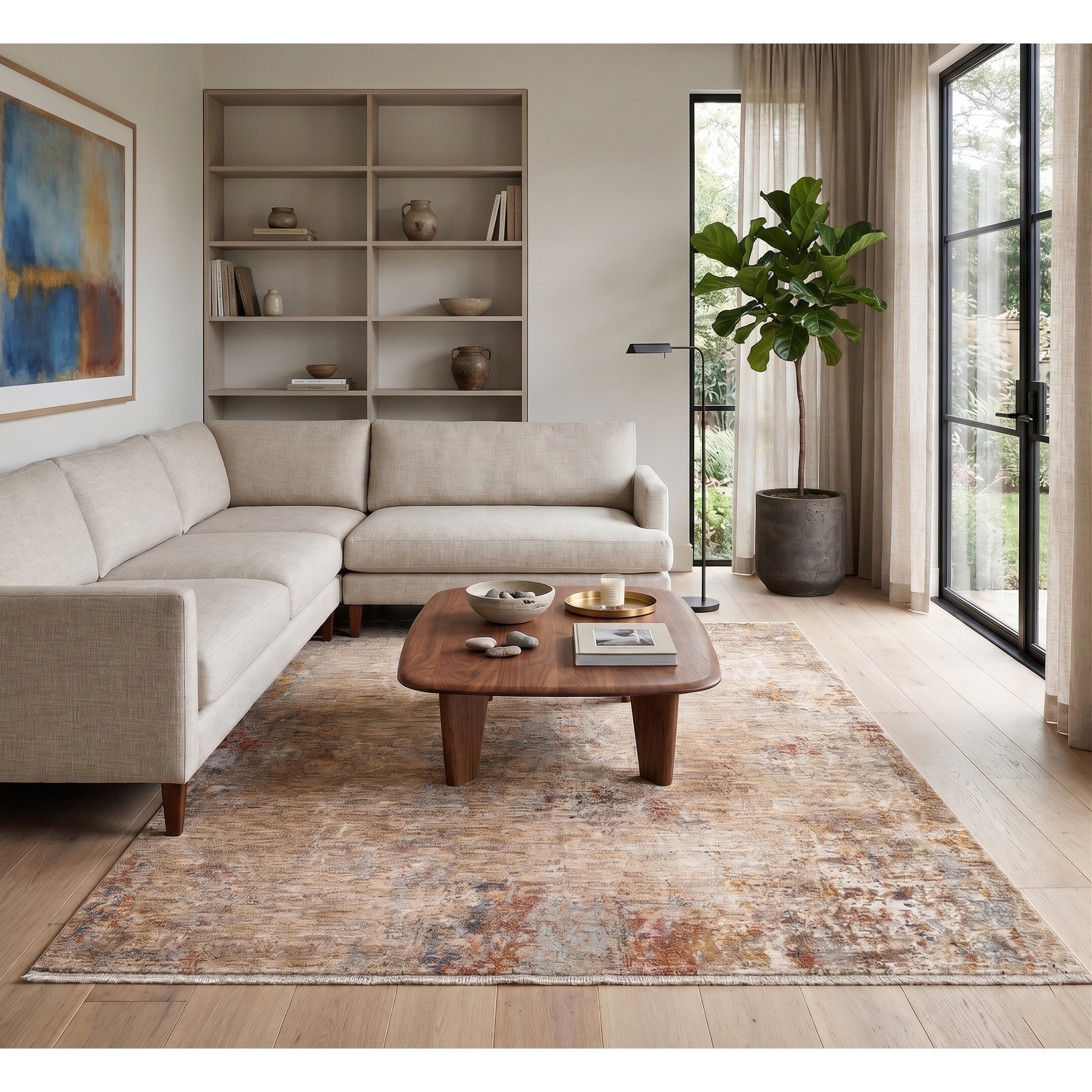 Albany Vintage Power-Loom Beige Area/Runner Rug