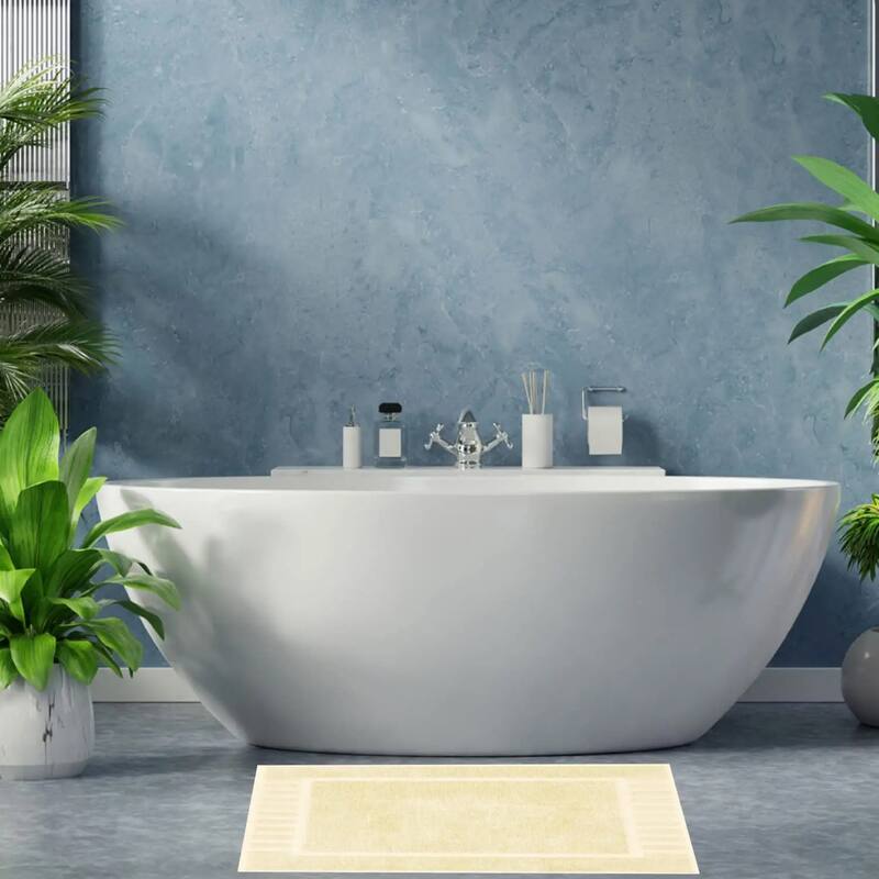 White Classic Luxury Cotton Bath Mat 22x34 Set of 2