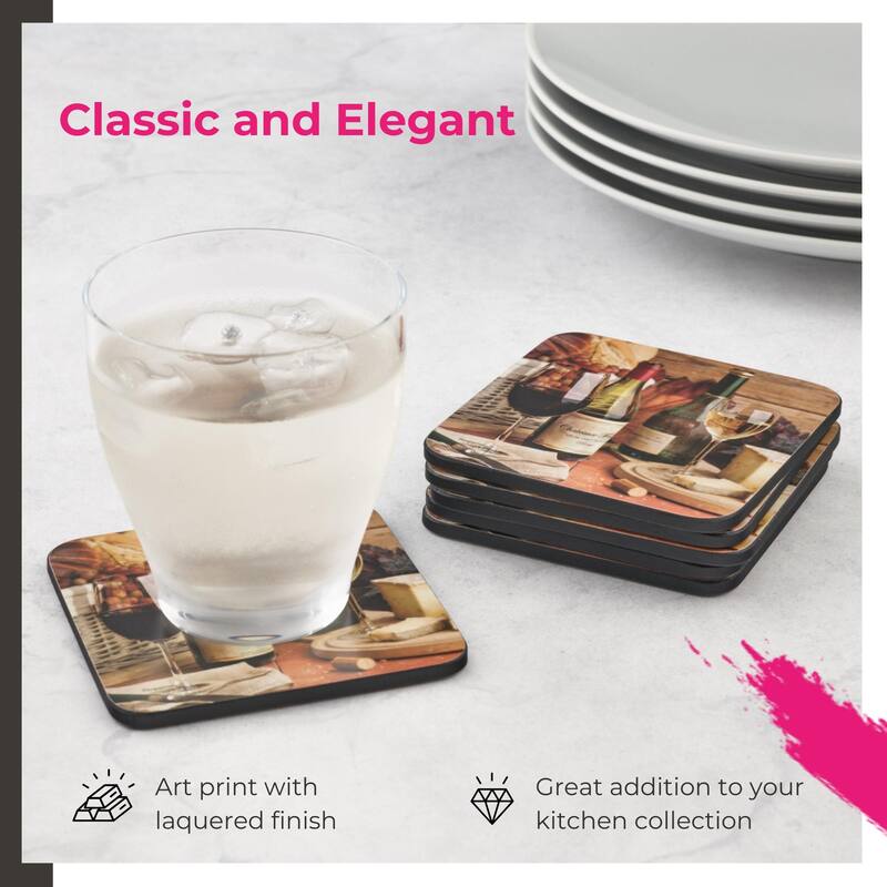 Pimpernel Set of 6 Artisanal Wine Coasters - 4 Inches Sq.