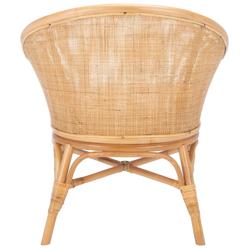 SAFAVIEH Vada Coastal Rattan Accent Chair with Cushion - 28.2" W x 27.2" L x 33.1" H - 28Wx27Dx33H