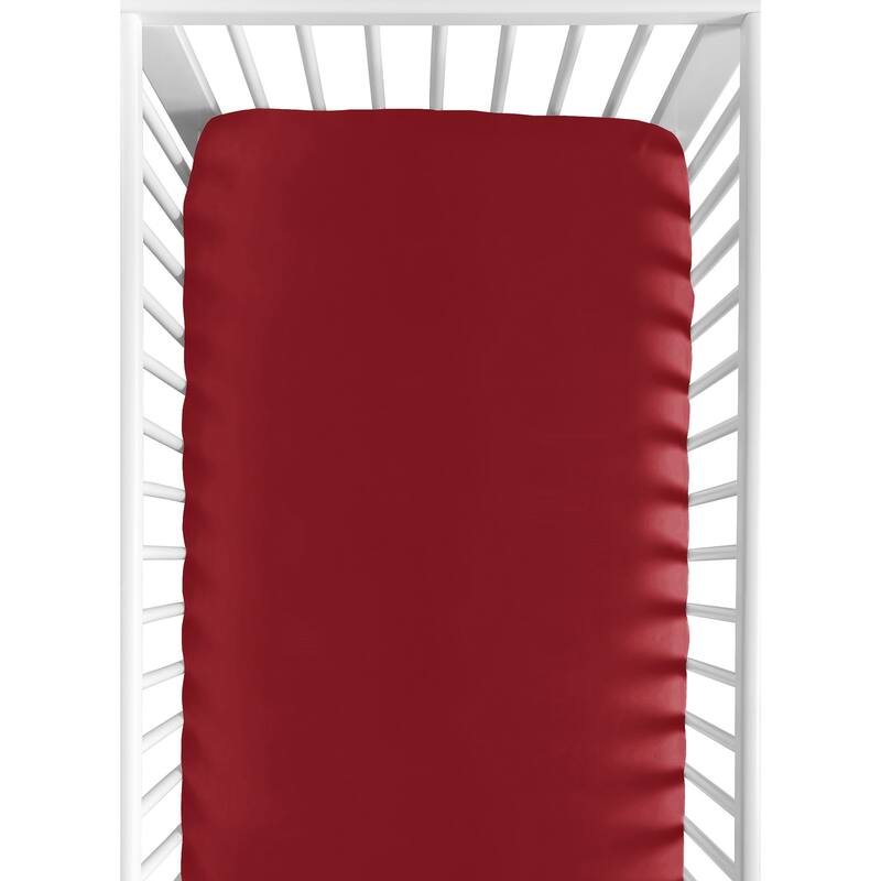 Sweet Jojo Designs Solid Red Baseball Patch Sports Collection Fitted Crib Sheet