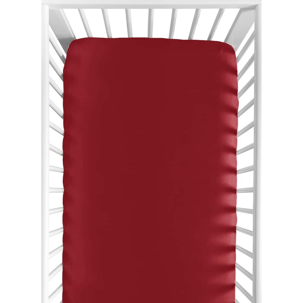 Sweet Jojo Designs Solid Red Baseball Patch Sports Collection Fitted Crib Sheet