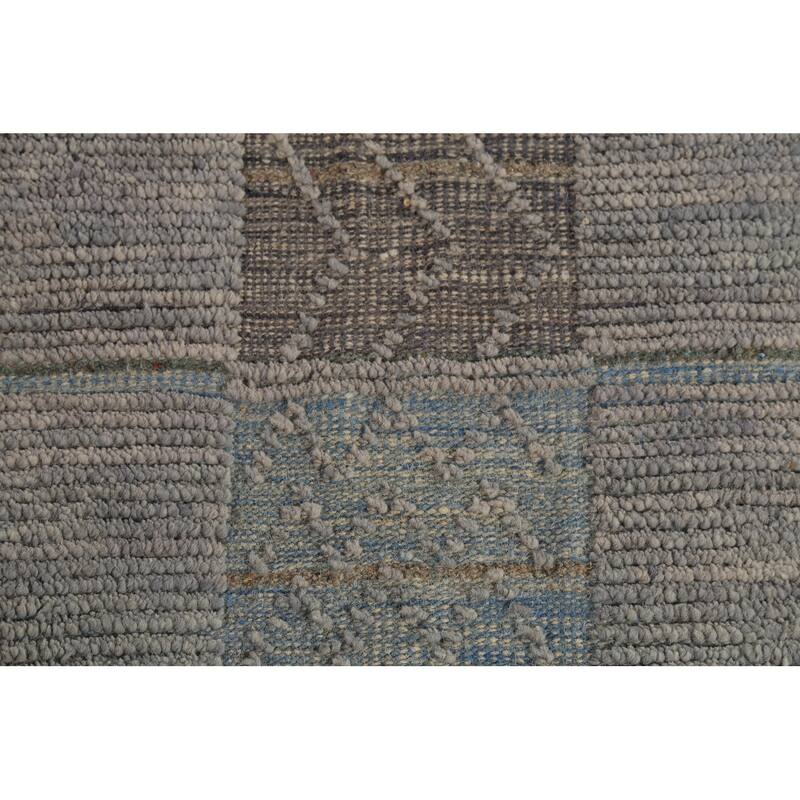 All-Over Checkered Moroccan Area Rug Handmade Wool Carpet - 8'9"x 12'7"