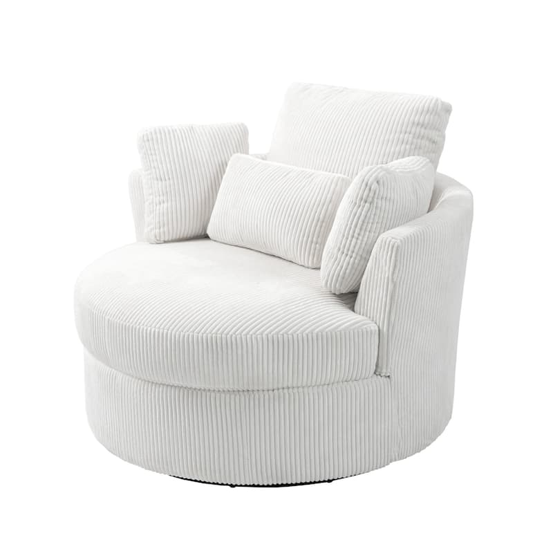 Indoor Corduroy Swivel Chair with Pillows