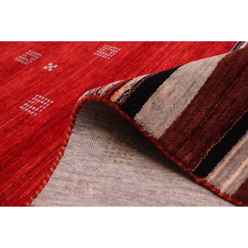 ECARPETGALLERY Hand Loomed Kashkuli Gabbeh Red Wool Rug - 6'6 x 9'7