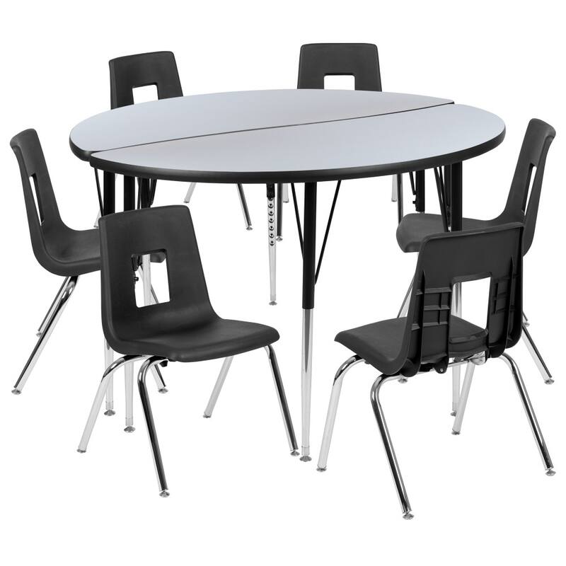 47.5" Circle Wave Flexible Activity Table Set with 18" Student Stack Chairs