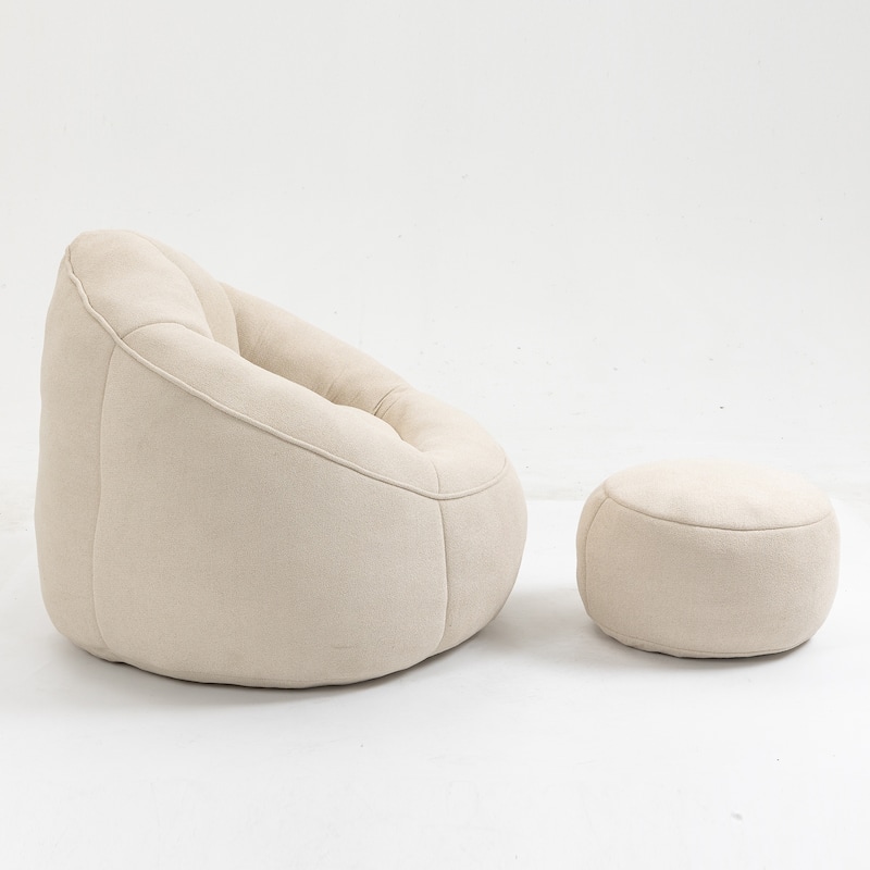 Indoor Bean Bag Sofa Chair with Padded Foam Padding, Footrest