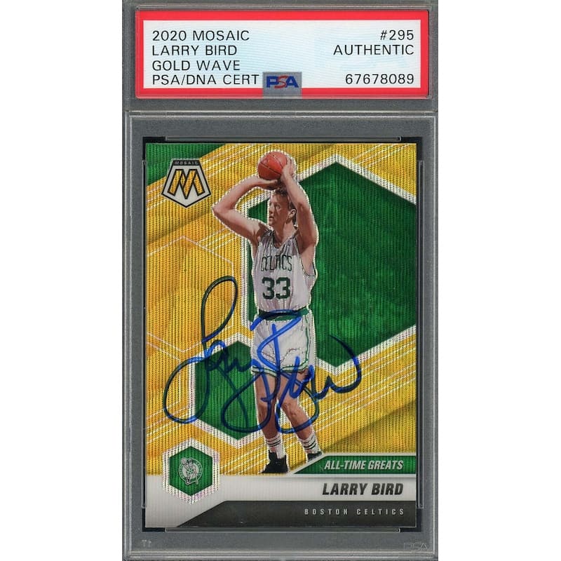 Larry Bird 2020 Panini Mosaic Gold Wave Basketball Signed Card #295 Auto PSA - 8'6" x 11'6"
