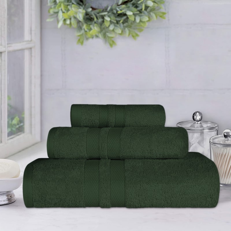Cotton Quick-Drying 3 Piece Highly Absorbent Towel Set by Superior - Forest Green
