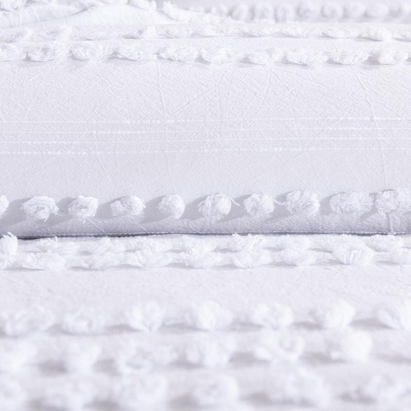WHOLINENS 100 Percent Cotton Clipped Dot Duvet Cover Set White