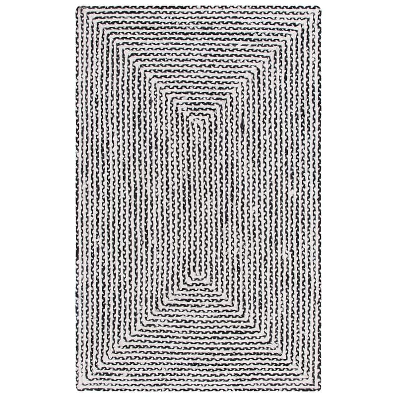 SAFAVIEH Handmade Braided Tadako Cotton Rug - 3' x 5' - Black/Ivory