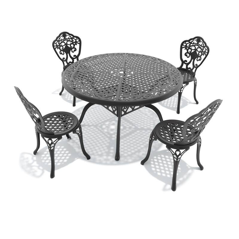 Traditions 5-Piece Patio Outdoor Dining Set with 4 Dining Chairs and Round Dining Table, Rust Free