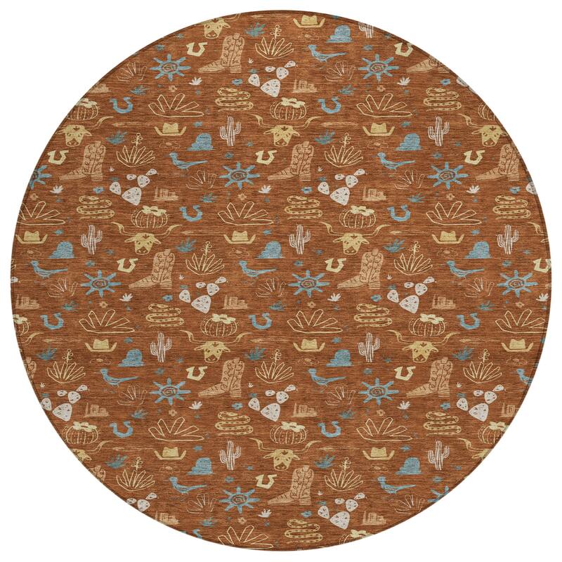 Machine Washable Indoor/ Outdoor Cowboy Ranch Chantille Rug