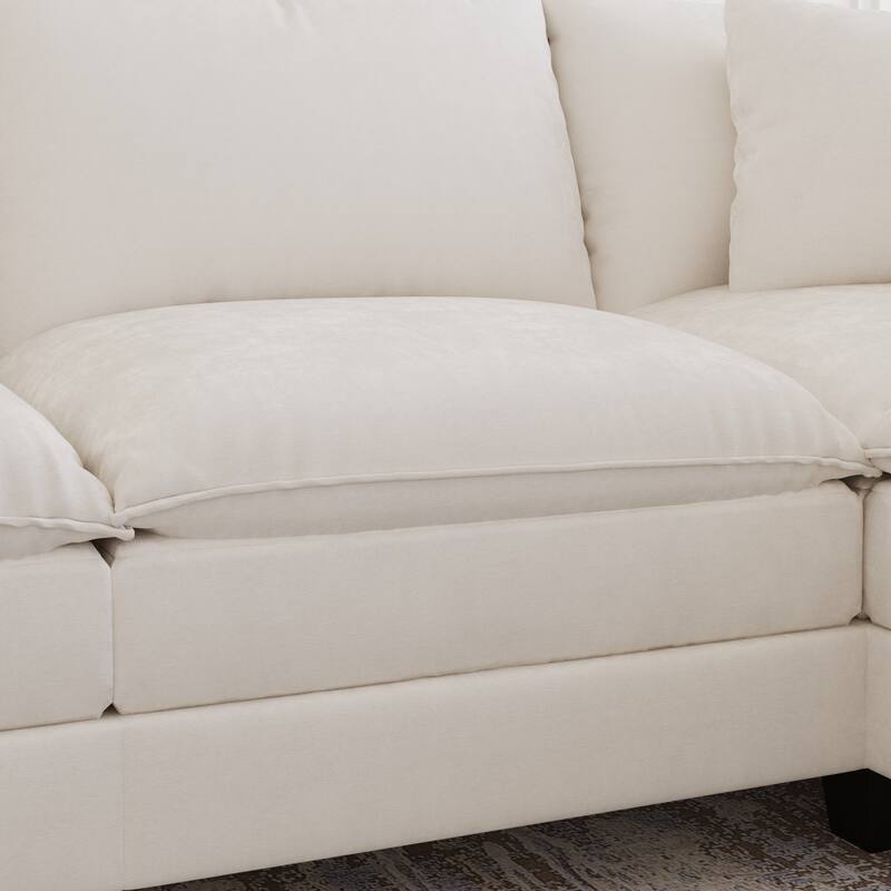 GDFStudio - Chenille L-Shaped 97" 5-Seater Sectional Sofa with Armrest Storage