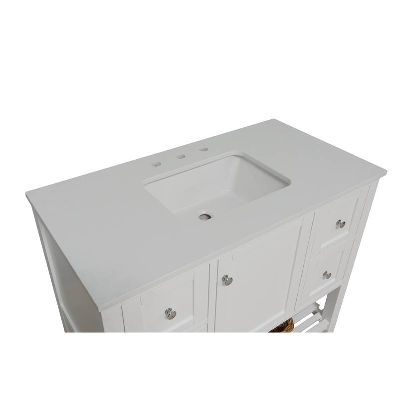 KitchenBathCollection Lakeshore 42" Bathroom Vanity with Engineered White Top