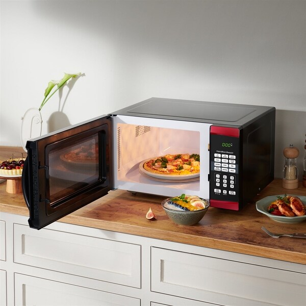 0.9 Cu. ft. 900W Red Microwave oven - Bed Bath & Beyond - 36335010