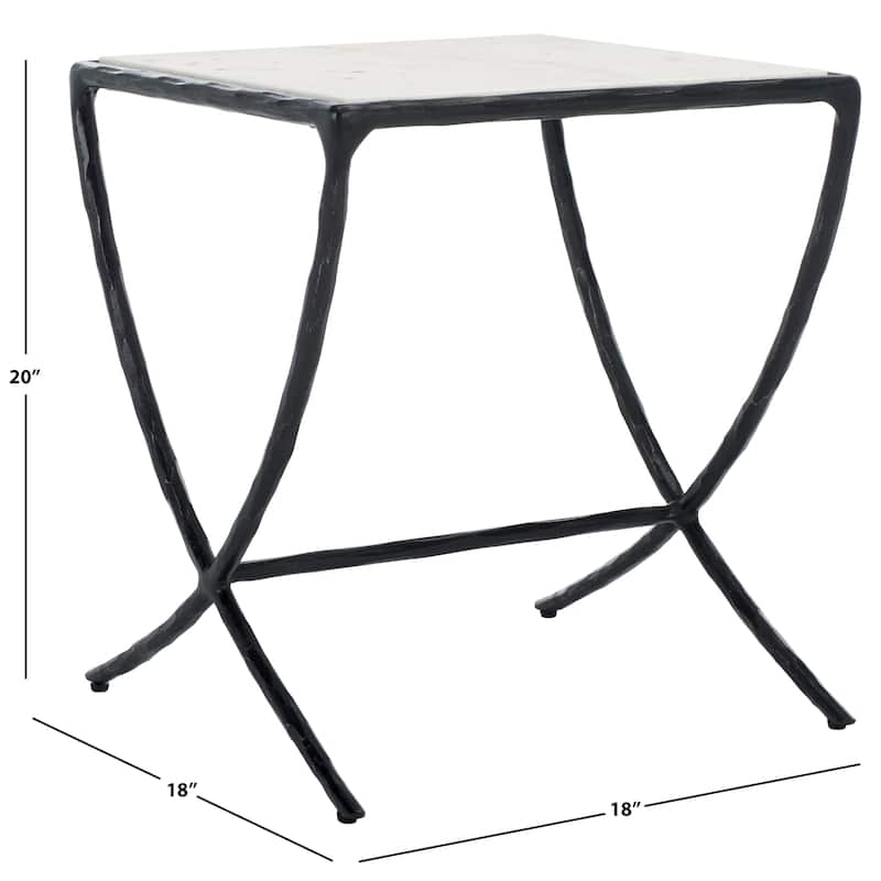SAFAVIEH Couture Debbie Squareuare Metal Accent Table - 18Wx18Dx20H - Black/White