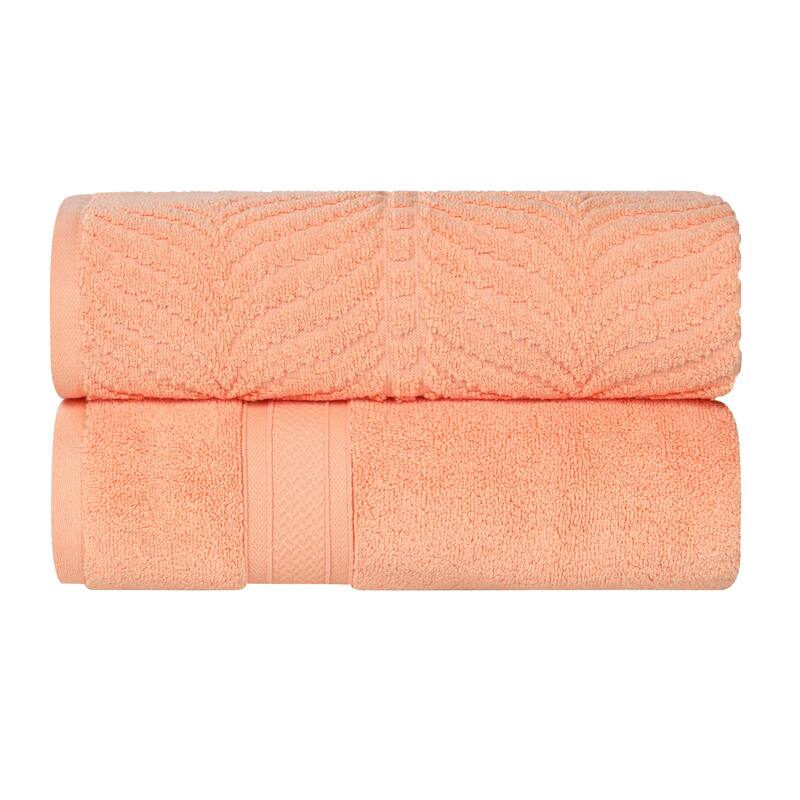 Superior Chevron Zero Twist Solid and Jacquard Cotton Bath Sheet Set of 2