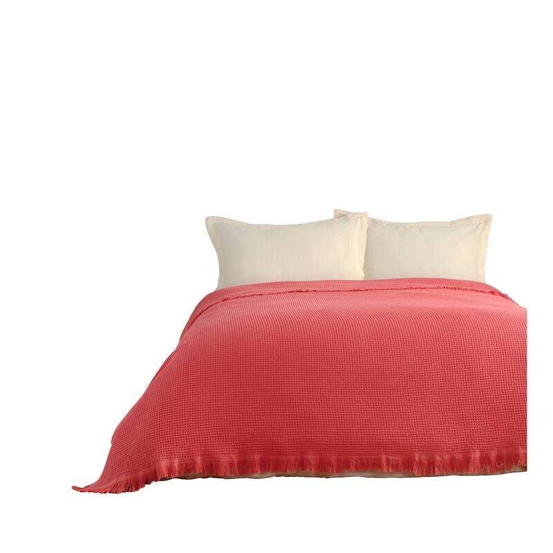 KAFTHAN Textile Waffle Plain Cotton Queen Coverlet