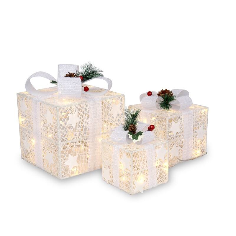 Lighted Gift Boxes Christmas Decoration Set of 3