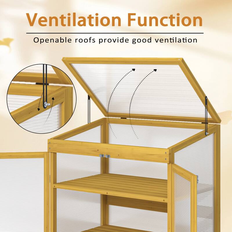 Wooden Cold Frame Mini Greenhouse for Outdoor Garden, 2-Tier Cabinet - wood - Mini Greenhouse