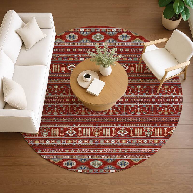 Machine Washable Indoor/ Outdoor Boho Moroccan Chantille Rug