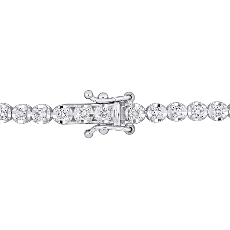 Miadora 14k White Gold Diamond Tennis Bracelet 1 1/3 to 6 1/10ct TDW