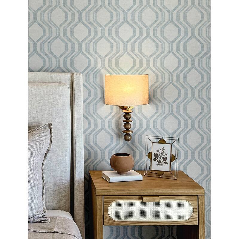 A-Street Prints Burton Light Blue Modern Ogee Wallpaper