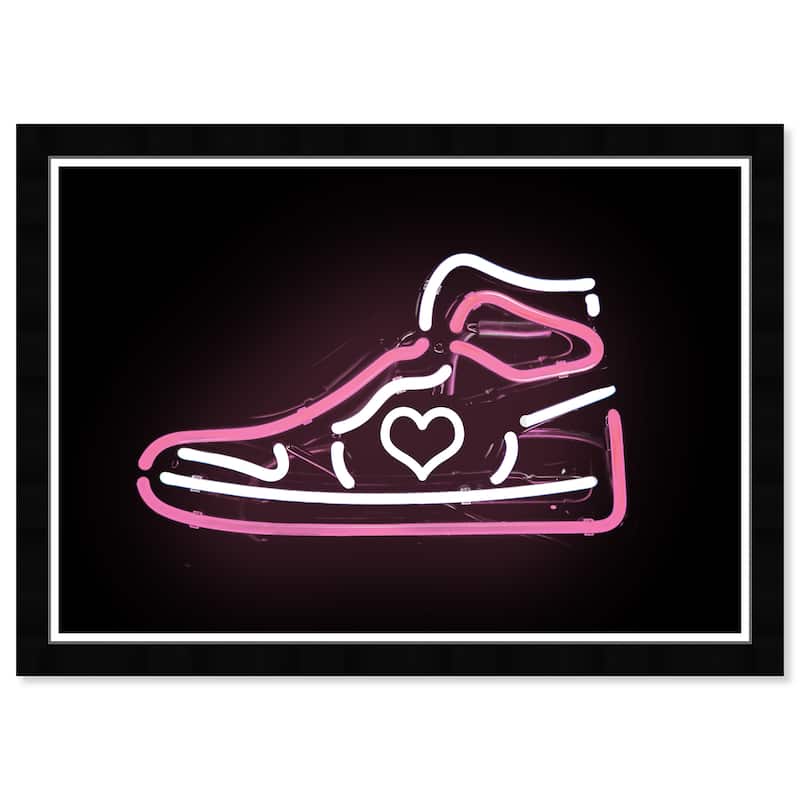 Wynwood Studio Prints Fashion and Glam Neon Pink Sneaker Pink and Neon Pink Modern & Contemporary Wall Art Canvas Print